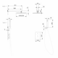 Душевая система ABBER Weiss Insel AF8051B скрытого монтажа без излива, термостат, черный матовый схема 2