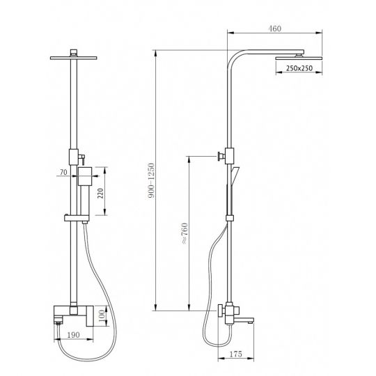 Душевая стойка ABBER Daheim AF8216 с изливом, хром схема 2