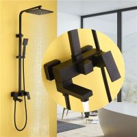 Душевая стойка ABBER Daheim AF8216BL с изливом, черный матовый схема 3 Душевая стойка ABBER Daheim AF8216BL с изливом, черный матовый схема 3