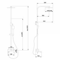 Душевая стойка ABBER Daheim AF8216NGL с изливом, никель схема 2