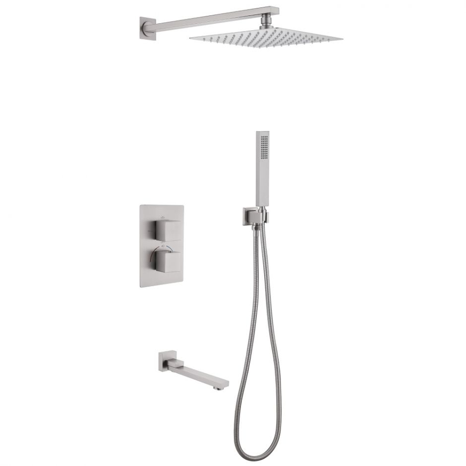 Изображение Душевая система ABBER Daheim AF8250SP скрытого монтажа с изливом, термостат, сатин