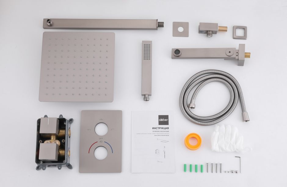 Душевая система ABBER Daheim AF8250SP скрытого монтажа с изливом, термостат, сатин ФОТО