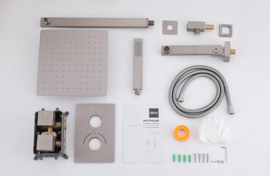 Душевая система ABBER Daheim AF8250SP скрытого монтажа с изливом, термостат, сатин схема 3