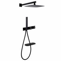 Душевая система ABBER Rund AF8750B скрытого монтажа с изливом, термостат, черная матовая схема 1