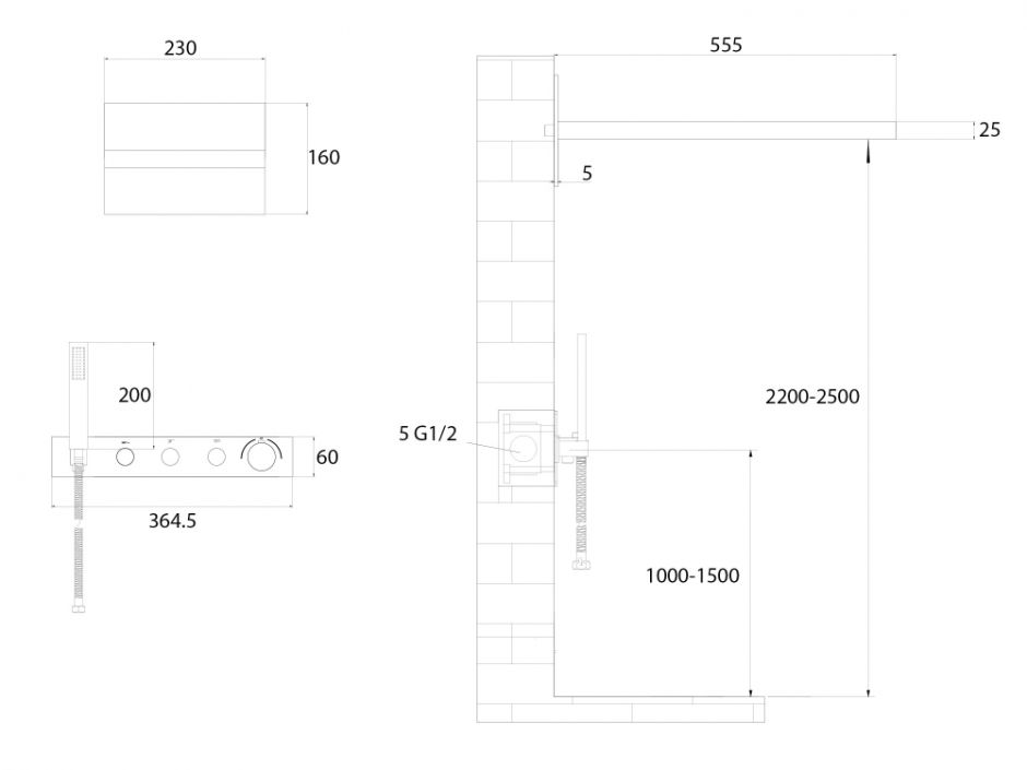 Душевая система ABBER Rund AF8752 скрытого монтажа без излива, термостат, хром ФОТО