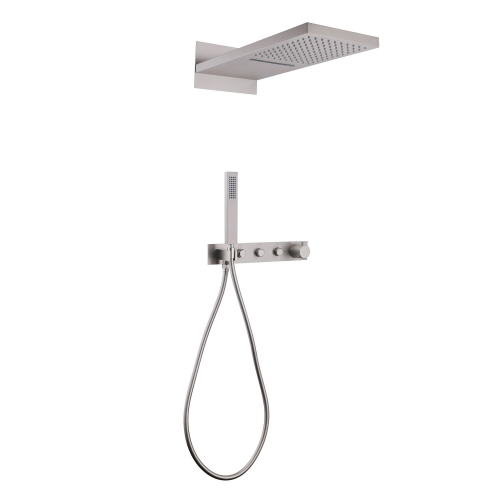 Душевая система ABBER Rund AF8752SP скрытого монтажа без излива, термостат, сатин цена от 126 600 ₽ Фото Душевая система ABBER Rund AF8752SP скрытого монтажа без излива, термостат, сатин