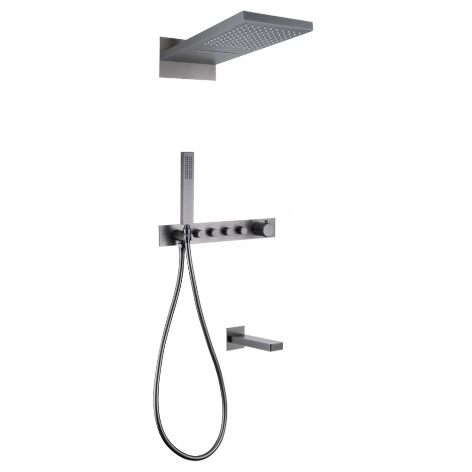 Изображение Душевая система ABBER Rund AF8753NG скрытого монтажа с изливом, термостат, никель