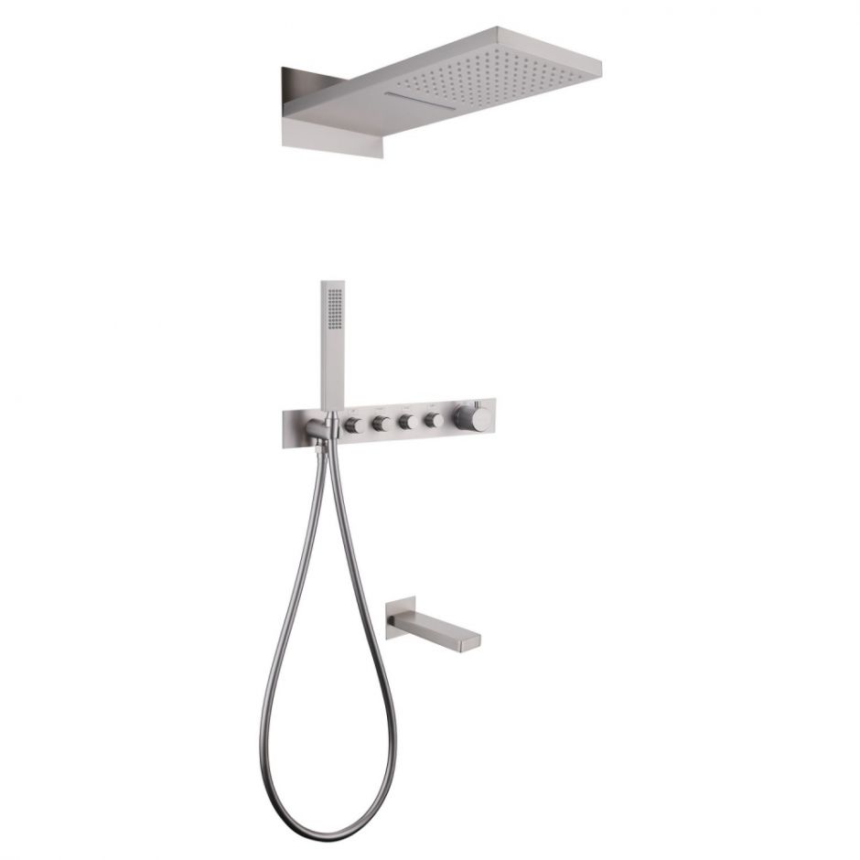 Изображение Душевая система ABBER Rund AF8753SP скрытого монтажа с изливом, термостат, сатин