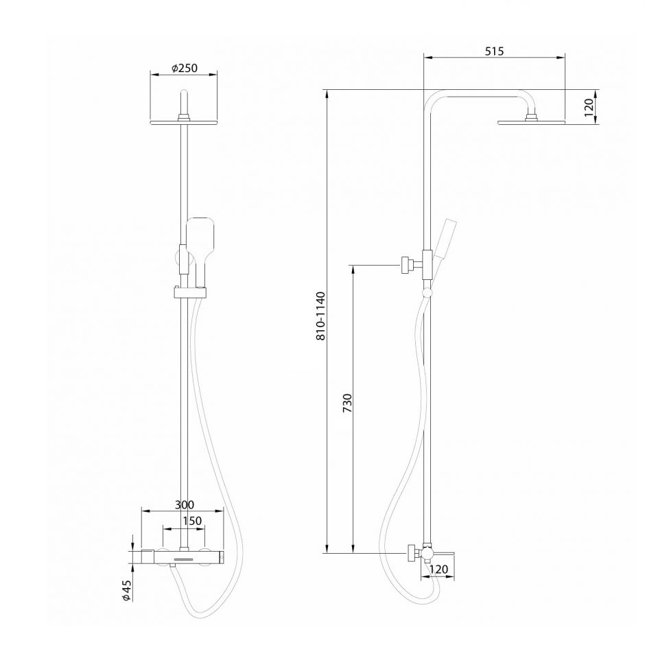 Душевая стойка ABBER Emotion AF8816B с изливом, черная матовая ФОТО