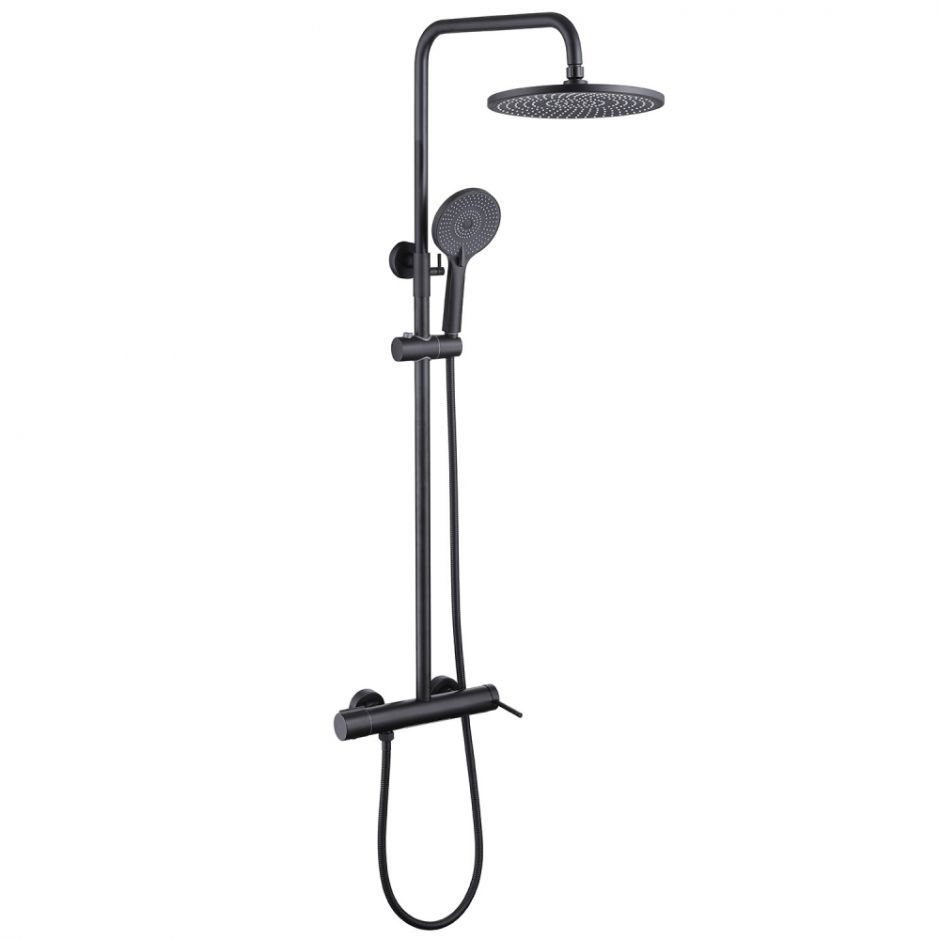 Душевая стойка ABBER Emotion AF8816BL с изливом, черный матовый