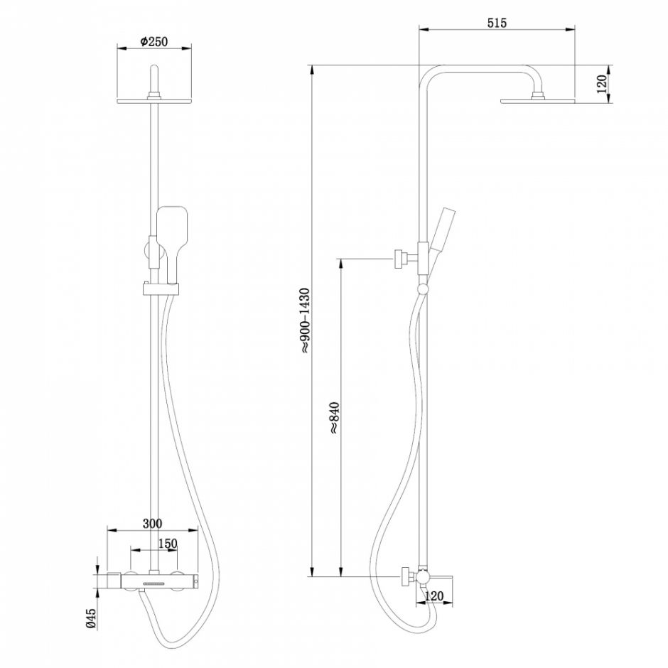 Душевая стойка ABBER Emotion AF8816BL с изливом, черный матовый ФОТО