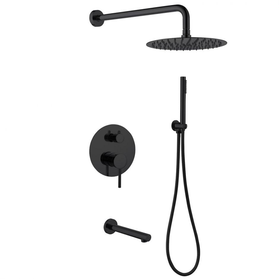 Изображение Душевая система ABBER Emotion AF8817B скрытого монтажа с изливом, черная матовая