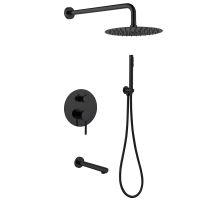 Душевая система ABBER Emotion AF8817B скрытого монтажа с изливом, черная матовая схема 1