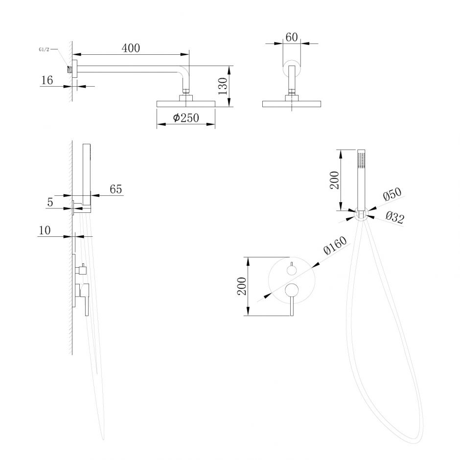 Душевая система ABBER Emotion AF8818 скрытого монтажа без излива, хром ФОТО