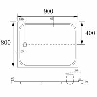 Душевой поддон ABBER AD3C098 90х80 прямоугольный, акриловый, белый схема 2