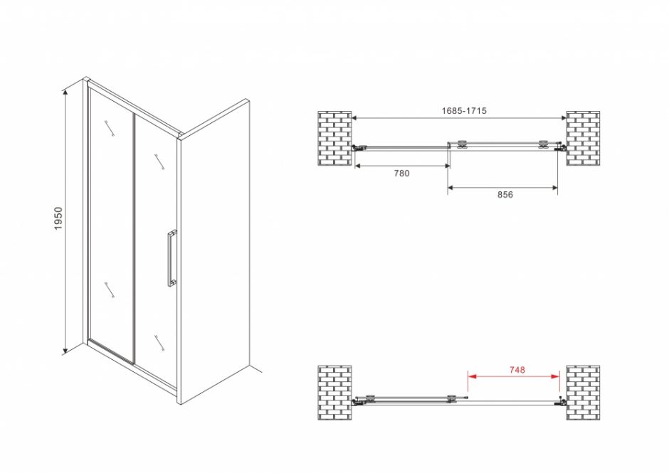 Душевая дверь ABBER Schwarzer Diamant AG30170MH 170 см ФОТО