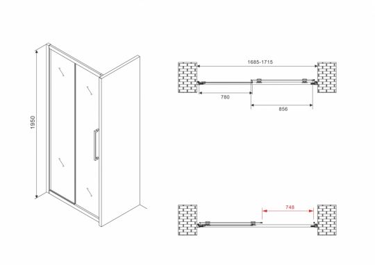 Душевая дверь ABBER Schwarzer Diamant AG30170MH 170 см схема 2