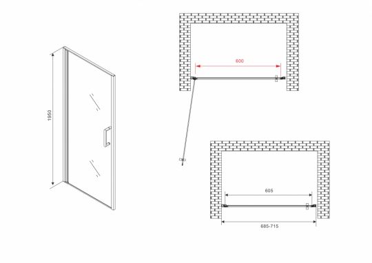 Душевая дверь ABBER Sonnenstrand AG04070M 70 см схема 2 Душевая дверь ABBER Sonnenstrand AG04070M 70 см схема 2
