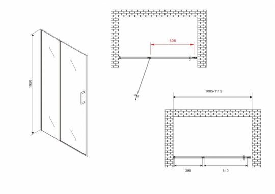 Душевая дверь ABBER Sonnenstrand AG04110MS 110 см схема 2