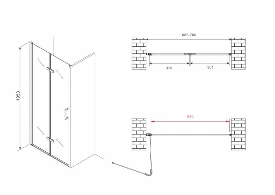 Душевая дверь ABBER Zart AG08070P 70 см ФОТО