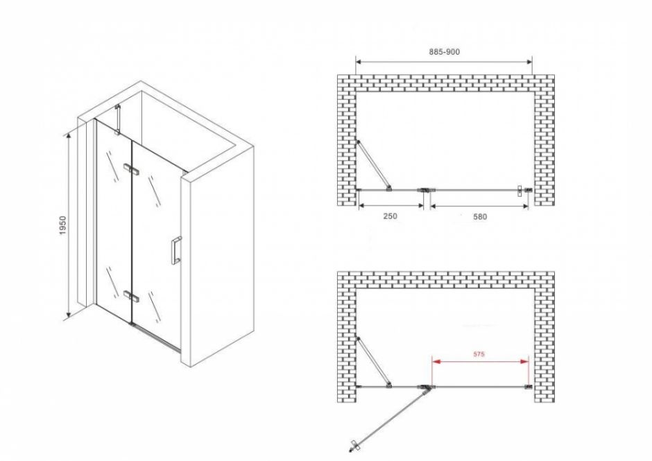 Душевая дверь ABBER Zart AG08090 90 см ФОТО