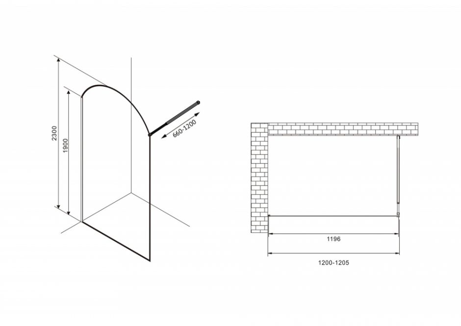 Душевая перегородка ABBER Immer Offen AG64120BN ФОТО