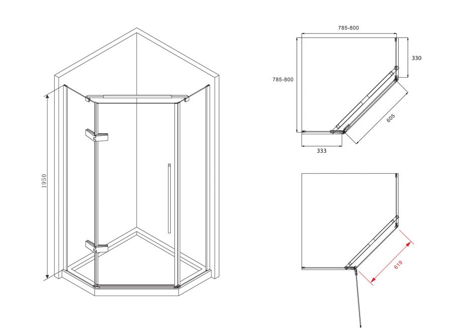 Душевой уголок ABBER Ewiges Wasser AG05080B 80х80 см ФОТО