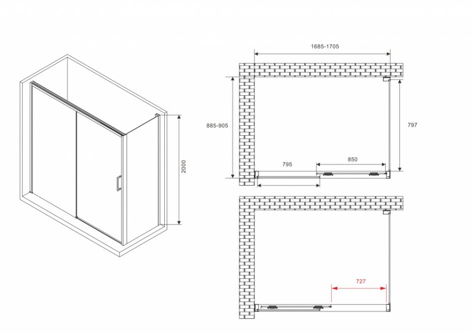 Душевой уголок ABBER Komfort AG93170-S92 170х90 см ФОТО