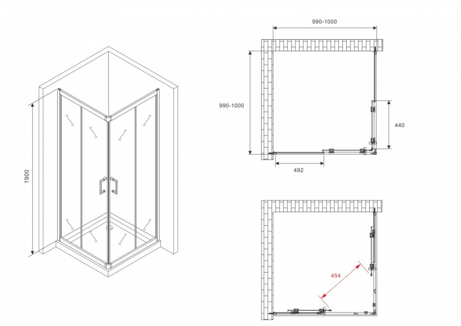 Душевой уголок ABBER Schwarzer Diamant AG02100B5 100х100 см ФОТО