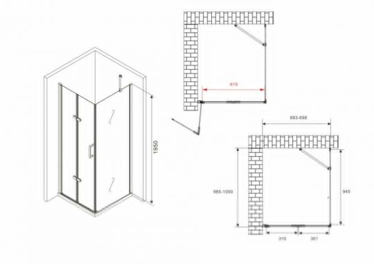 Душевой уголок ABBER Zart AG08070P-S101 70х100 см схема 2