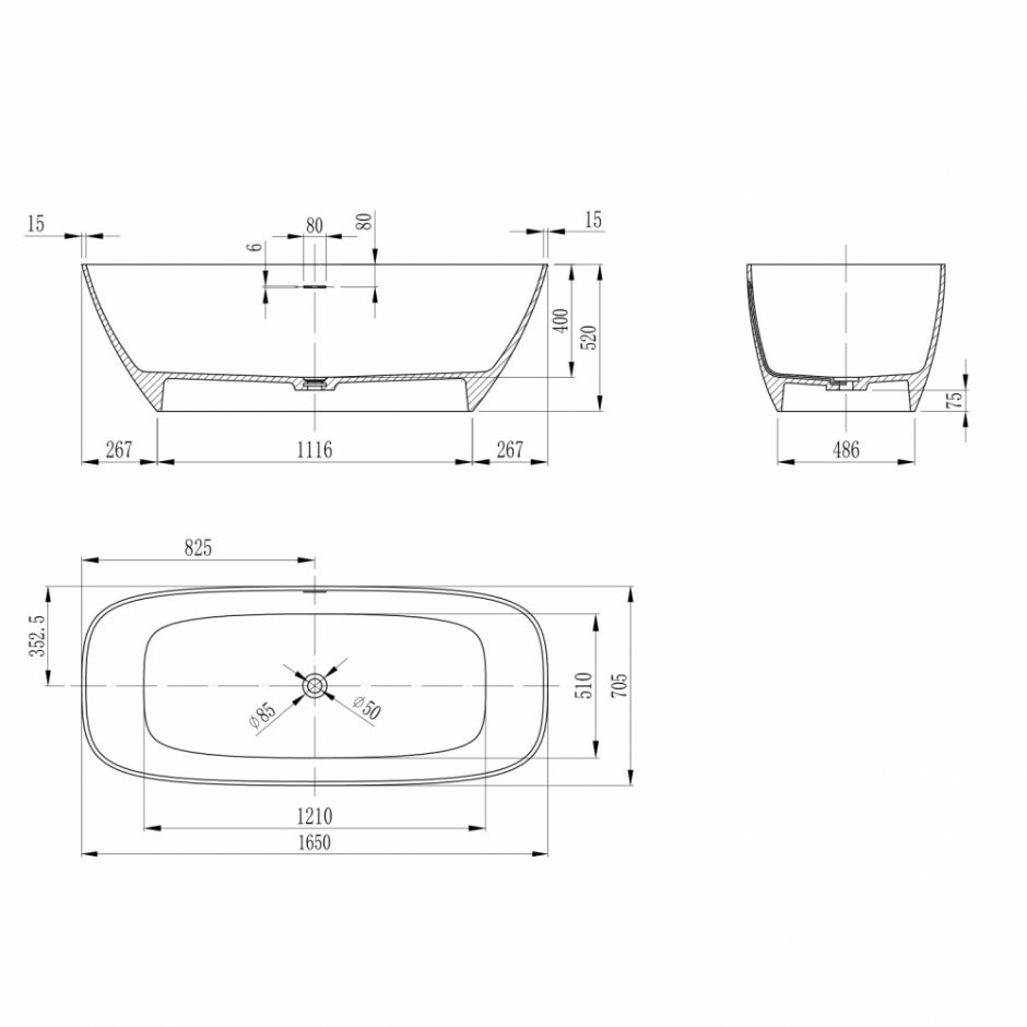 Ванна из искусственного камня ABBER Stein AS9632 белая матовая ФОТО