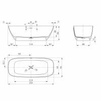 Ванна из искусственного камня ABBER Stein AS9632 белая матовая схема 2