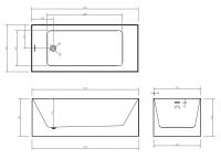 Акриловая ванна ABBER AB9274-1.7 белая схема 2 Акриловая ванна ABBER AB9274-1.7 белая схема 2