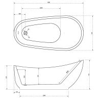 Акриловая ванна ABBER AB9288 белая схема 2