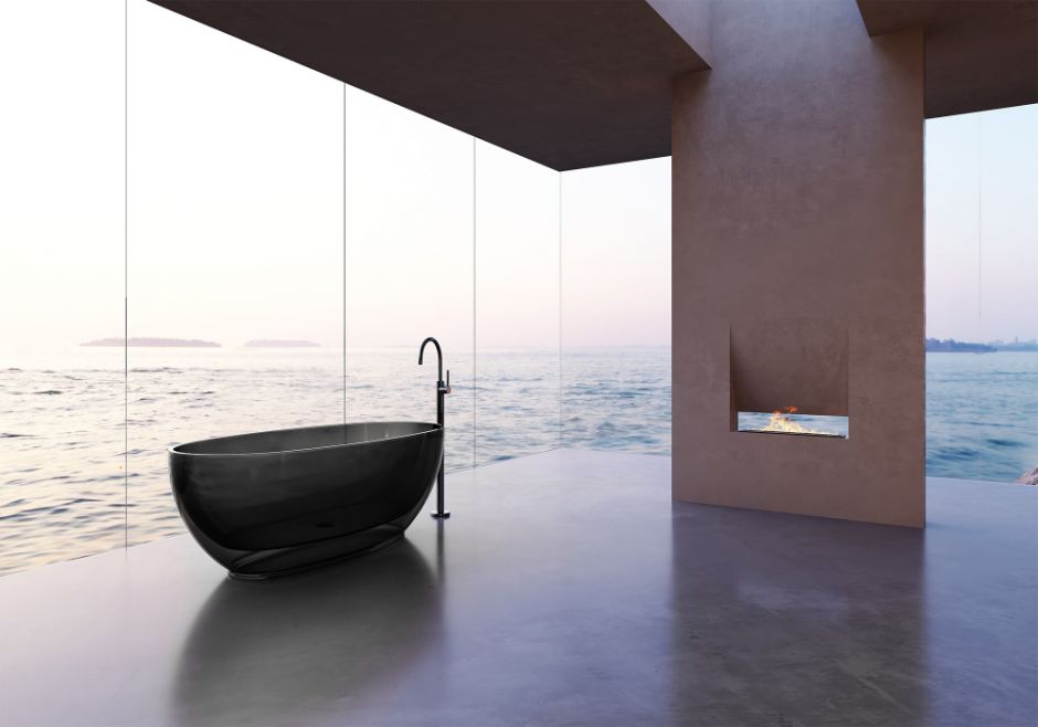 Прозрачная ванна ABBER Kristall AT9703Onyx черная ФОТО