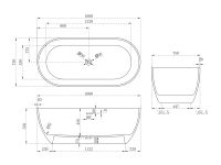 Ванна из искусственного камня ABBER Stein AS9613-1.6 белая матовая схема 2 Ванна из искусственного камня ABBER Stein AS9613-1.6 белая матовая схема 2