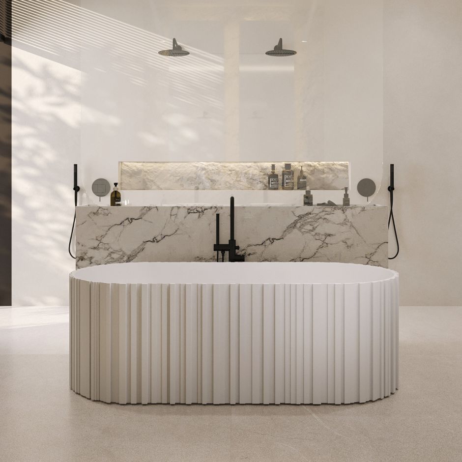 Изображение Ванна из искусственного камня ABBER Stein AS9653 белая матовая