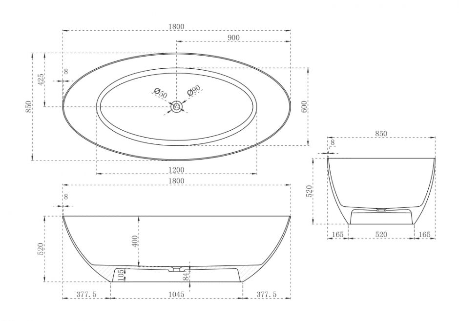 Карбоновая ванна ABBER Karbon AK9002-1.8 черная ФОТО