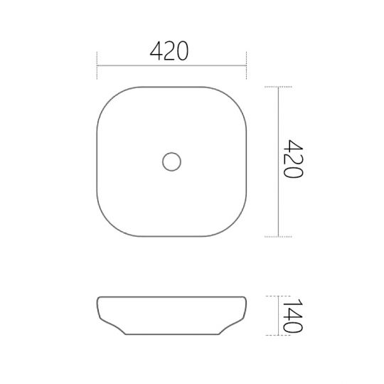 Раковина накладная ABBER Rechteck AC2217MB черная матовая схема 2