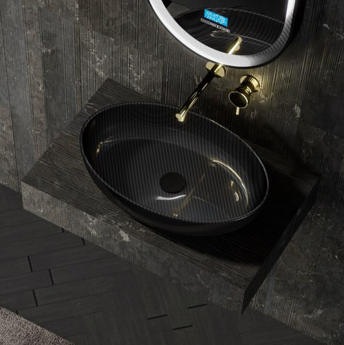 Овальная накладная карбоновая раковина ABBER Karbon AK2041