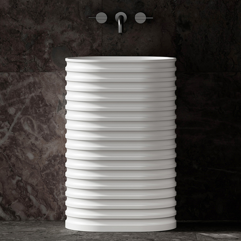 Раковина отдельностоящая ABBER Stein AS2550-H белая матовая цена от 103 700 ₽ Фото Раковина отдельностоящая ABBER Stein AS2550-H белая матовая