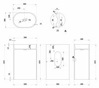 Раковина отдельностоящая ABBER Stein AS2550-H белая матовая схема 2 Раковина отдельностоящая ABBER Stein AS2550-H белая матовая схема 2