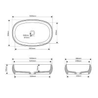 Раковина накладная ABBER Stein AS2632 белая матовая схема 2