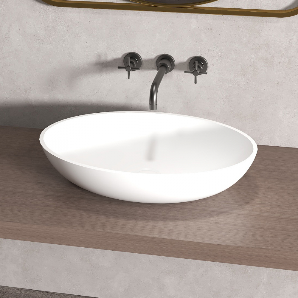 Раковина накладная ABBER Stein AS2635 белая матовая цена от 18 700 ₽ Фото Раковина накладная ABBER Stein AS2635 белая матовая