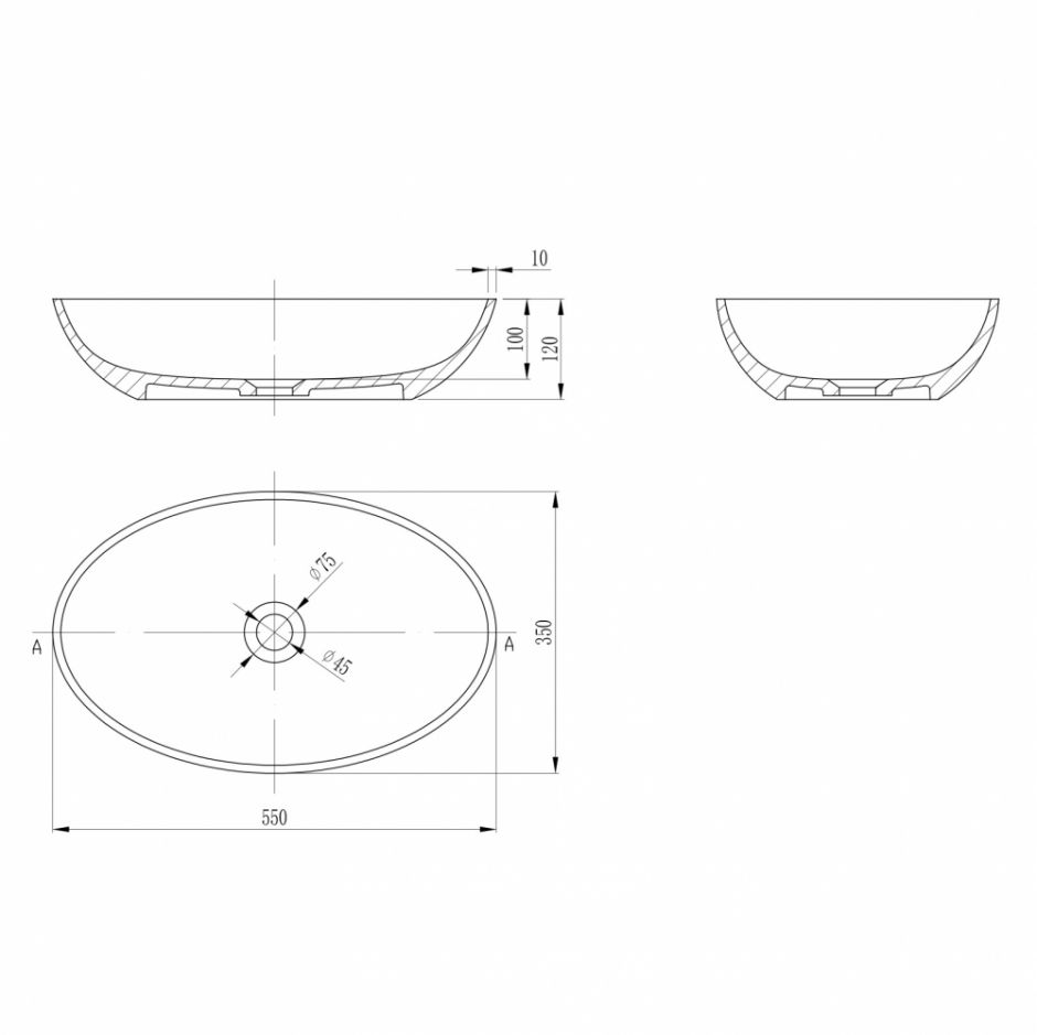 Раковина накладная ABBER Stein AS2635 белая матовая ФОТО