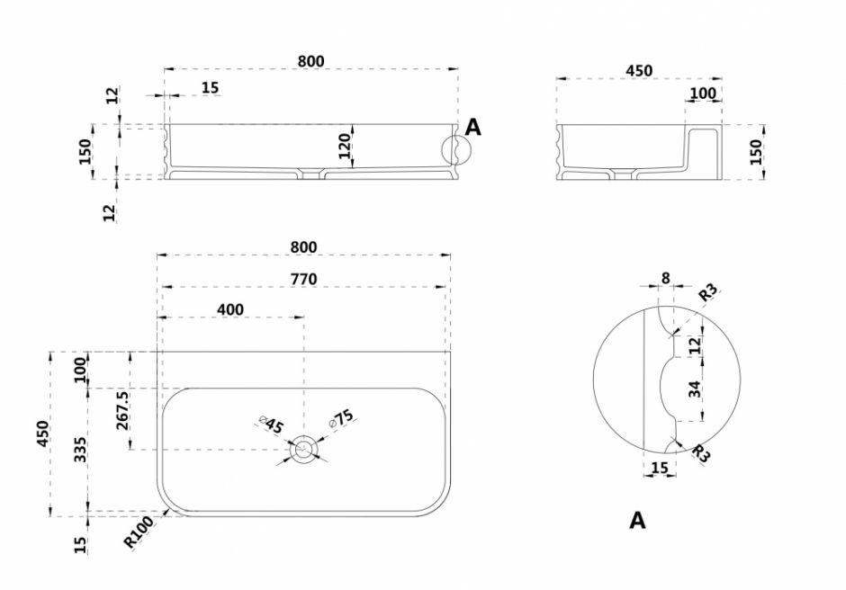 Раковина подвесная ABBER Stein AS2651-0.8 белая матовая ФОТО