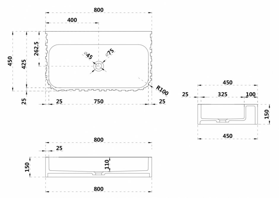 Раковина подвесная ABBER Stein AS2652-0.8 белая матовая ФОТО