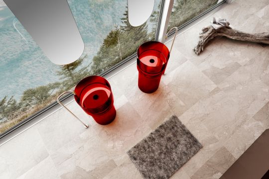 Раковина отдельностоящая прозрачная ABBER Kristall AT2701Rubin-H красная схема 4