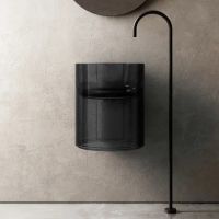 Раковина подвесная прозрачная ABBER Kristall AT2704Onyx черная схема 1