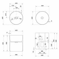 Раковина подвесная прозрачная ABBER Kristall AT2704Onyx черная схема 2